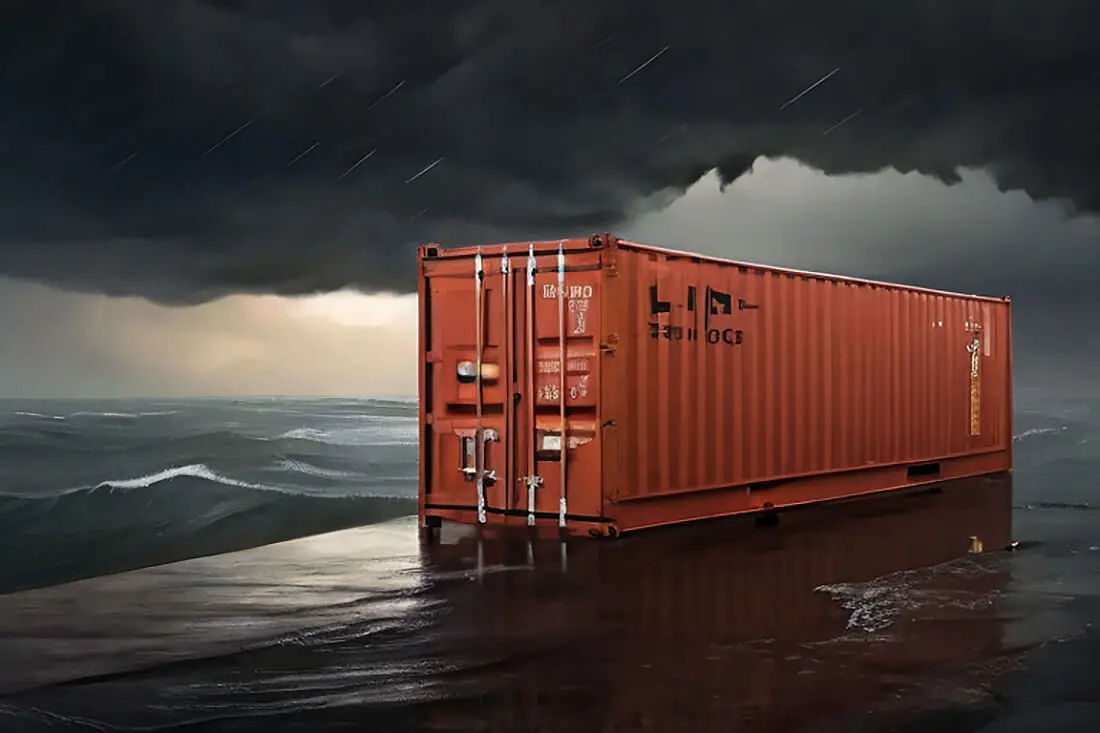 Shipping Container In The Storm