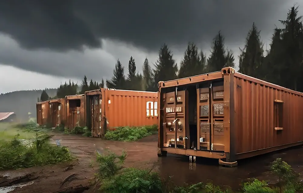 Shipping container storm shelters