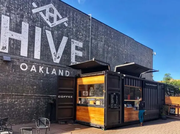 The red bay coffee box in oakland | shipping containers for sale The Red Bay Coffee Box in Oakland
